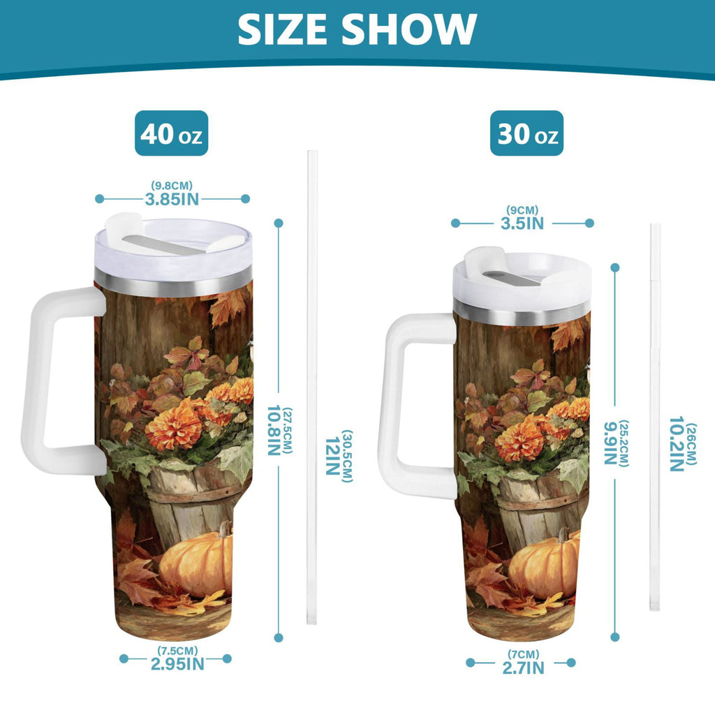 30 oz Insulated Stainless Steel Tumbler Double Wall Stainless Steel Tumbler with 2-Way Drinking Beautiful Fall Scene CN9K