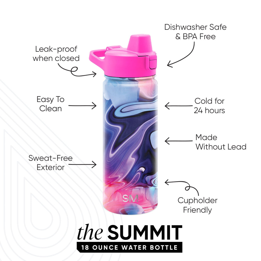 Simple Modern 18 fl oz Insulated Stainless Steel Summit Water Bottle with Covered Silicone Straw Lid | Dreamcicle QLTG