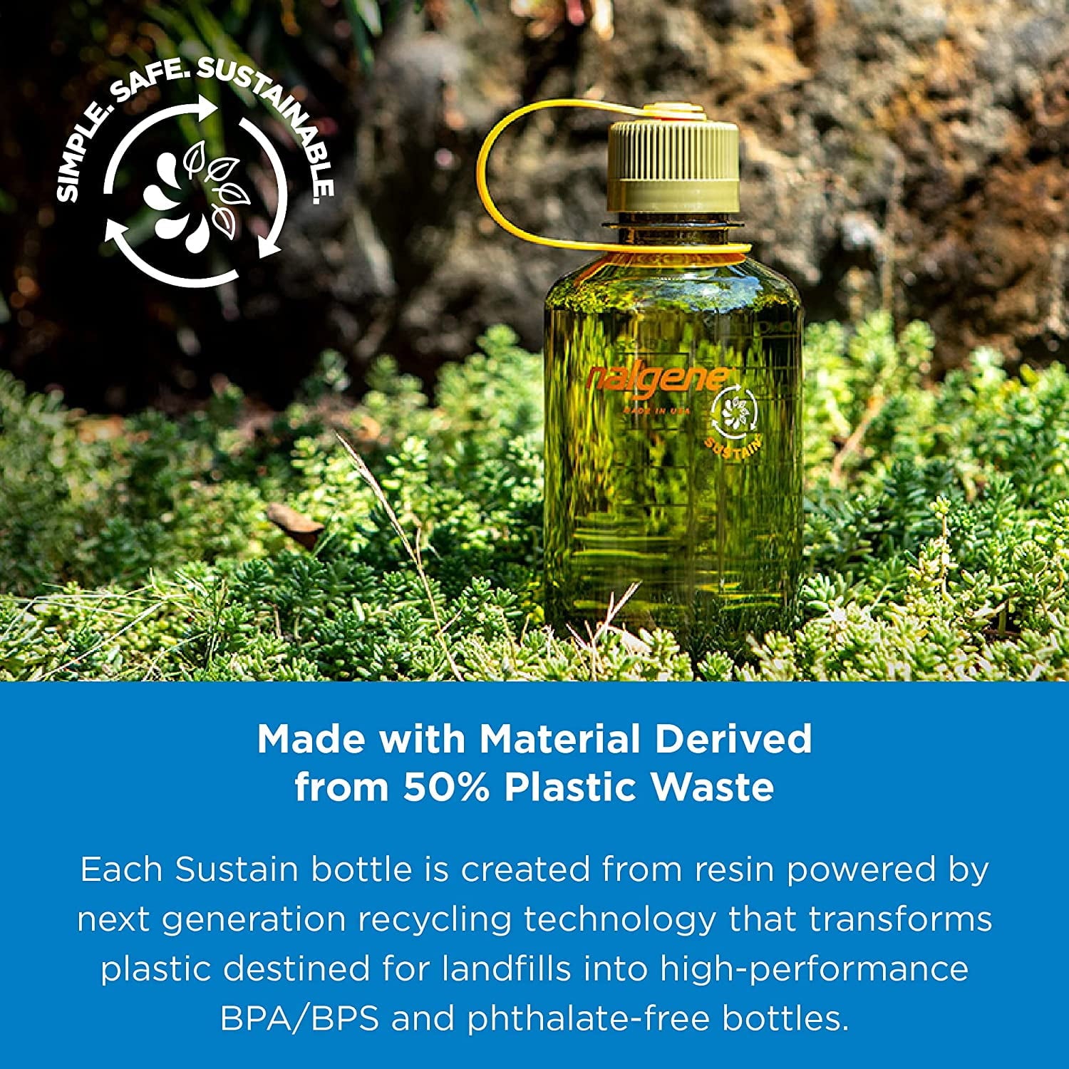 Nalgene Sustain 16 oz. Narrow Mouth Water Bottle - Cornflower Blue ZU3K