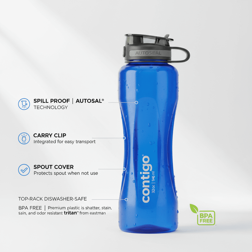 Contigo 32oz AutoSeal Fit Water Bottle 2-Pack Sangria Juniper New Damaged Box 5HZ5