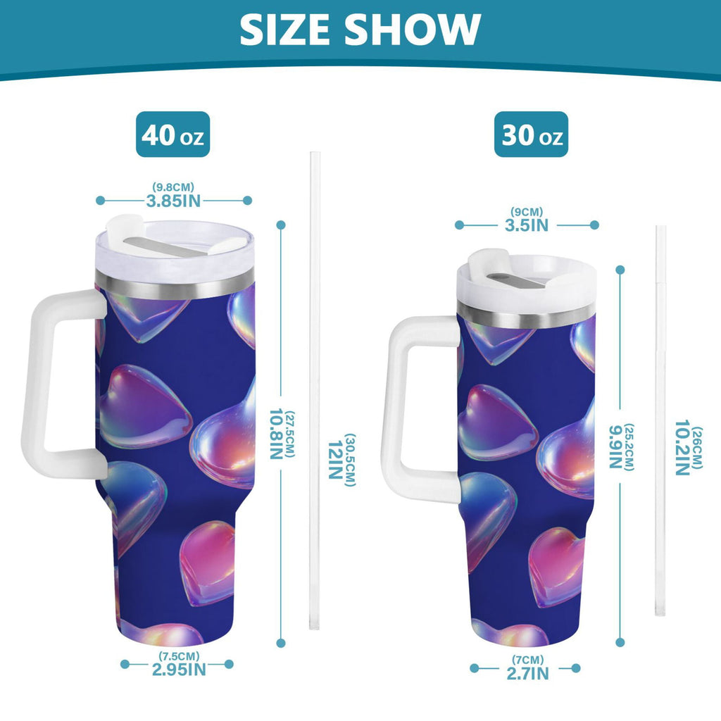 30 oz Insulated Stainless Steel Tumbler Double Wall Stainless Steel Tumbler with 2-Way Drinking Pink-purple Hearts LE3P