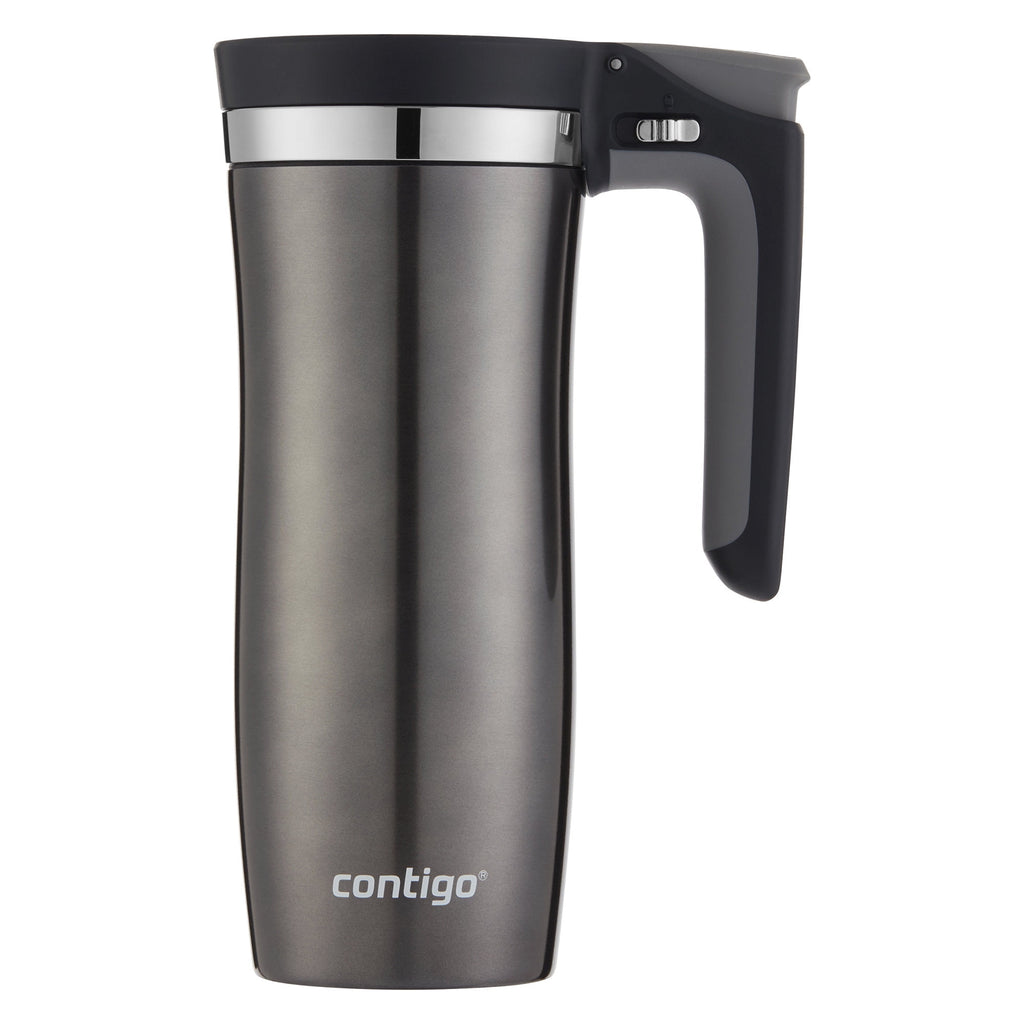 Contigo Autoseal Vacuum Insulated 16 Ounce Stainless Steel Gunmetal Travel Mug with Easy Lid KCQM