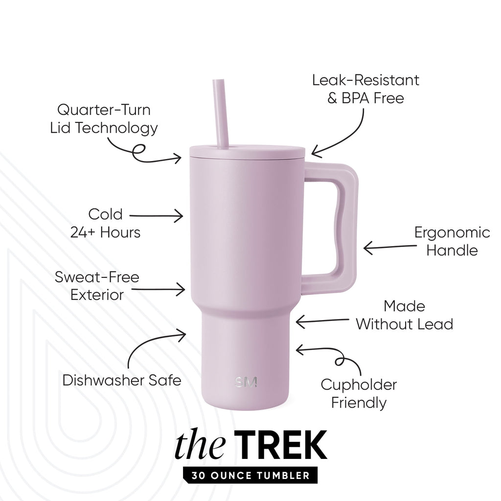 Simple Modern 30 fl oz Insulated Stainless Steel Trek Tumbler with Straw Lid | Seaglass Sage and Cream Checkmate 23VN