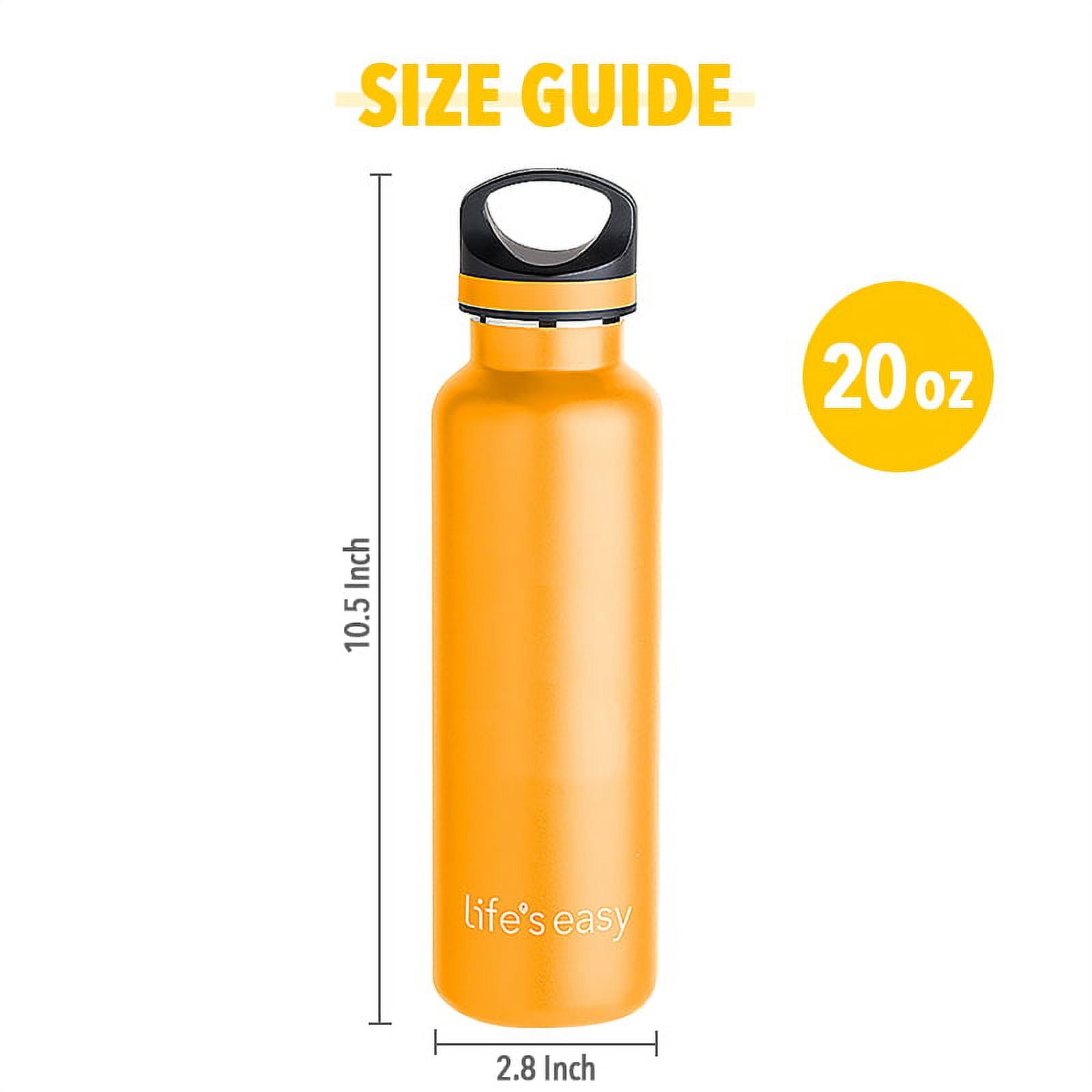 LIFE'S EASY 20 oz. Sports Insulated Water Bottle with Lid. Stainless Steel Vacuum Double Wall Thermo for Modern Hot and Cold Drinks, Simple Metal Hydro Canteen for Travel Men and Women (White) O3HM