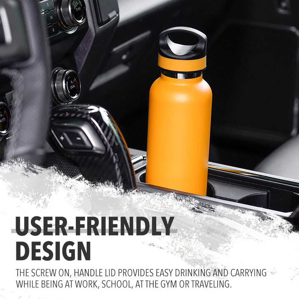 LIFE'S EASY 20 oz. Sports Insulated Water Bottle with Lid. Stainless Steel Vacuum Double Wall Thermo for Modern Hot and Cold Drinks, Simple Metal Hydro Canteen for Travel Men and Women (White) O3HM