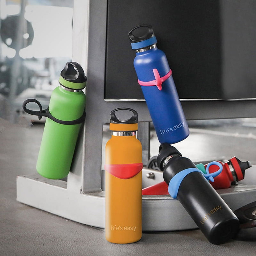 LIFE'S EASY 20 oz. Sports Insulated Water Bottle with Lid. Stainless Steel Vacuum Double Wall Thermo for Modern Hot and Cold Drinks, Simple Metal Hydro Canteen for Travel Men and Women (White) O3HM