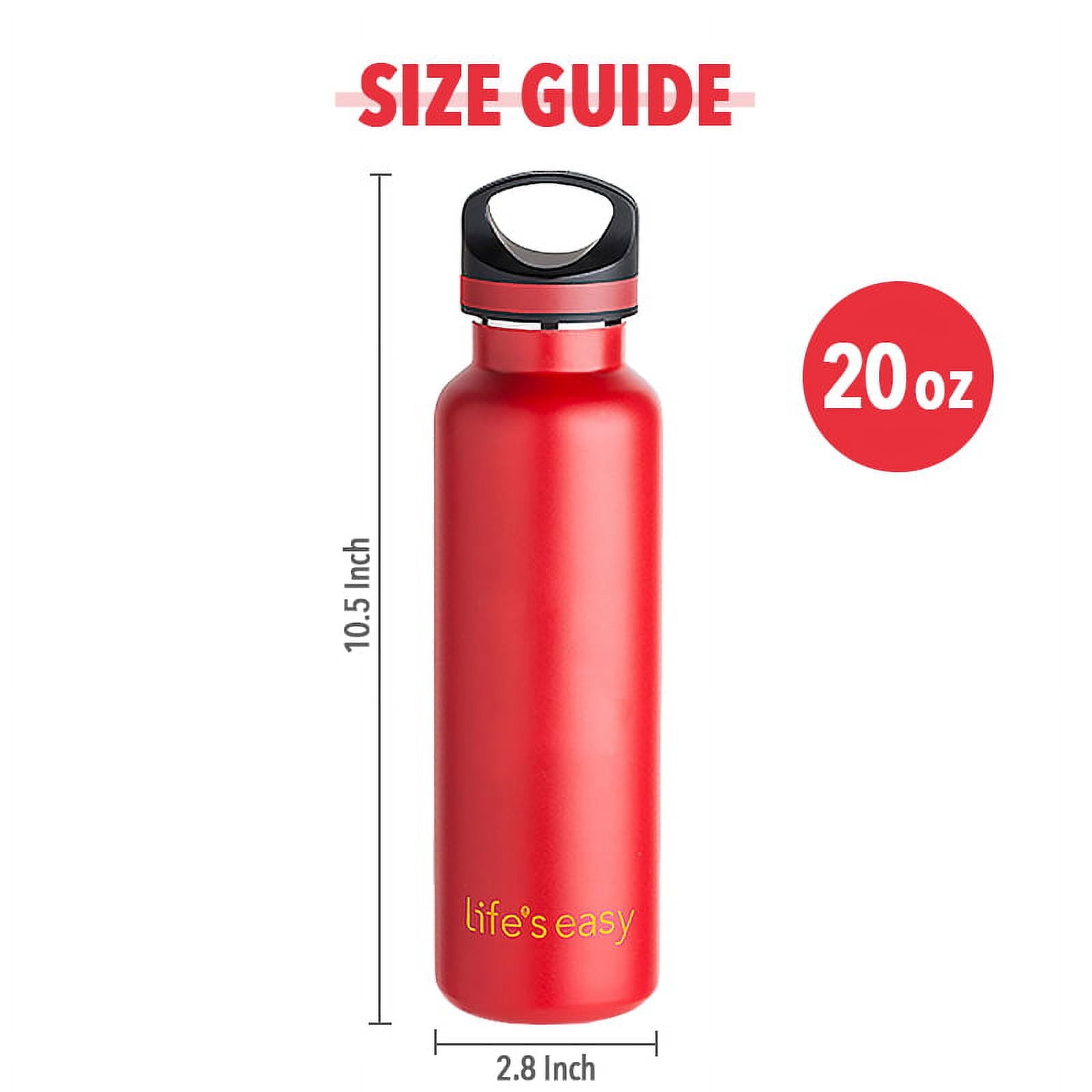 LIFE'S EASY 20 oz. Sports Insulated Water Bottle with Lid. Stainless Steel Vacuum Double Wall Thermo for Modern Hot and Cold Drinks, Simple Metal Hydro Canteen for Travel Men and Women (White) O3HM