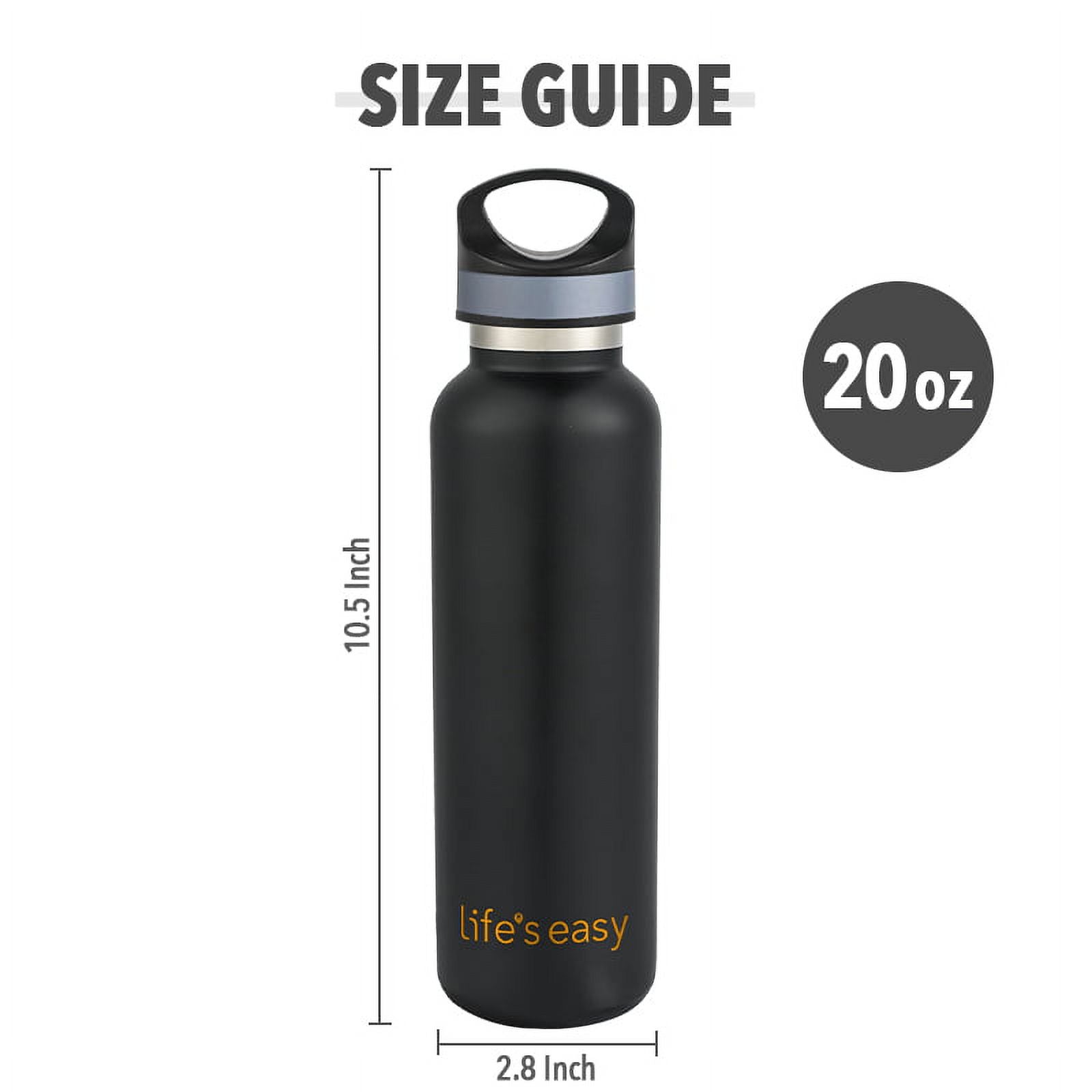 LIFE'S EASY 20 oz. Sports Insulated Water Bottle with Lid. Stainless Steel Vacuum Double Wall Thermo for Modern Hot and Cold Drinks, Simple Metal Hydro Canteen for Travel Men and Women (White) O3HM