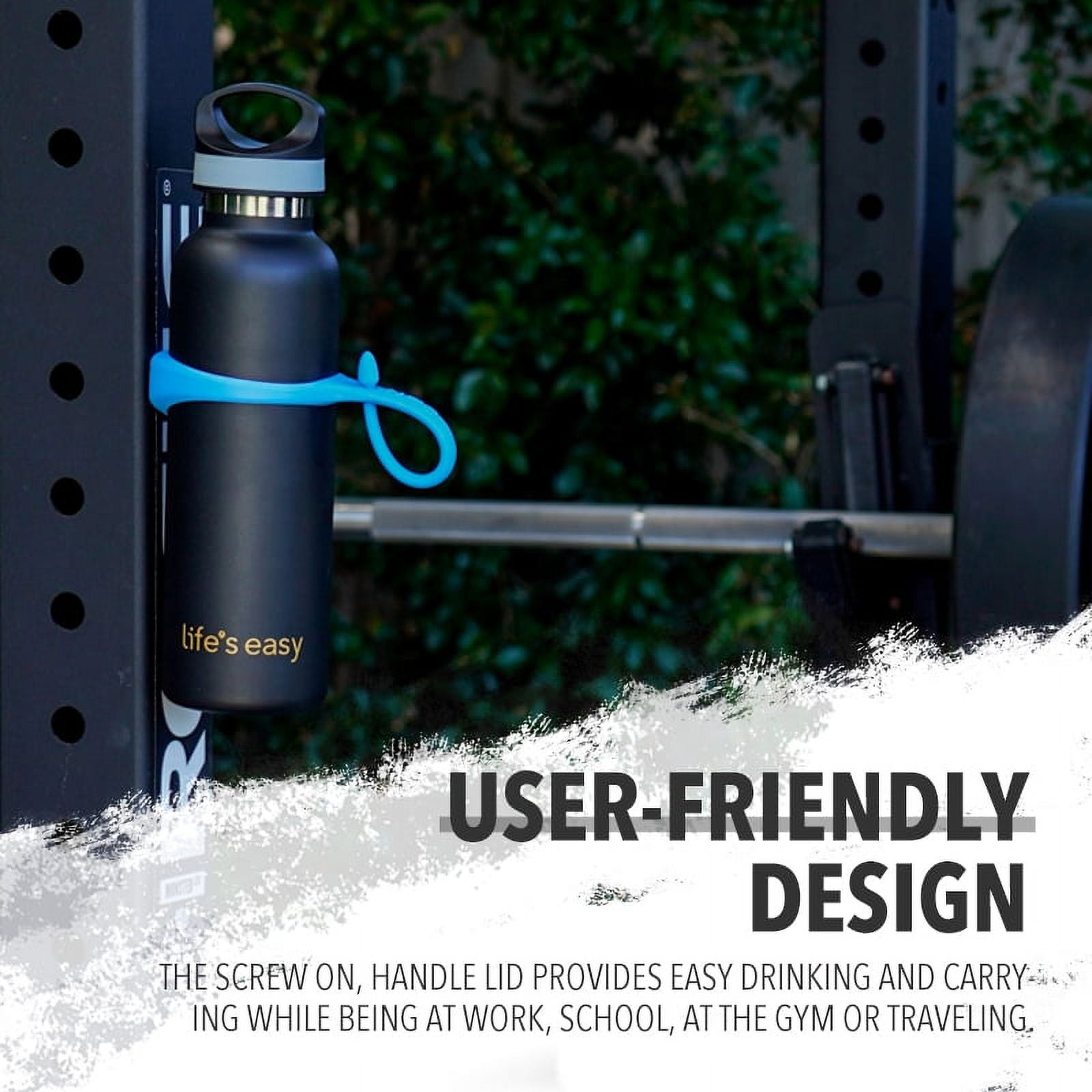 LIFE'S EASY 20 oz. Sports Insulated Water Bottle with Lid. Stainless Steel Vacuum Double Wall Thermo for Modern Hot and Cold Drinks, Simple Metal Hydro Canteen for Travel Men and Women (White) O3HM