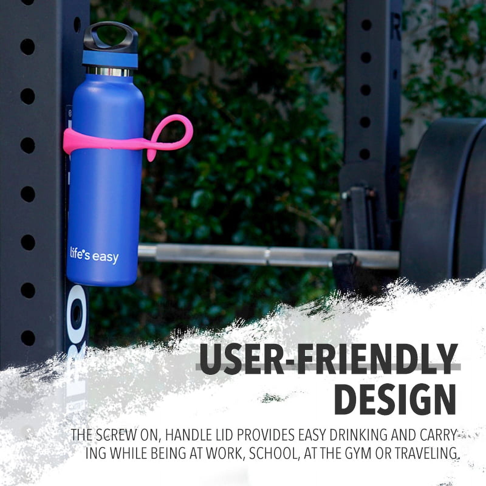LIFE'S EASY 20 oz. Sports Insulated Water Bottle with Lid. Stainless Steel Vacuum Double Wall Thermo for Modern Hot and Cold Drinks, Simple Metal Hydro Canteen for Travel Men and Women (White) O3HM