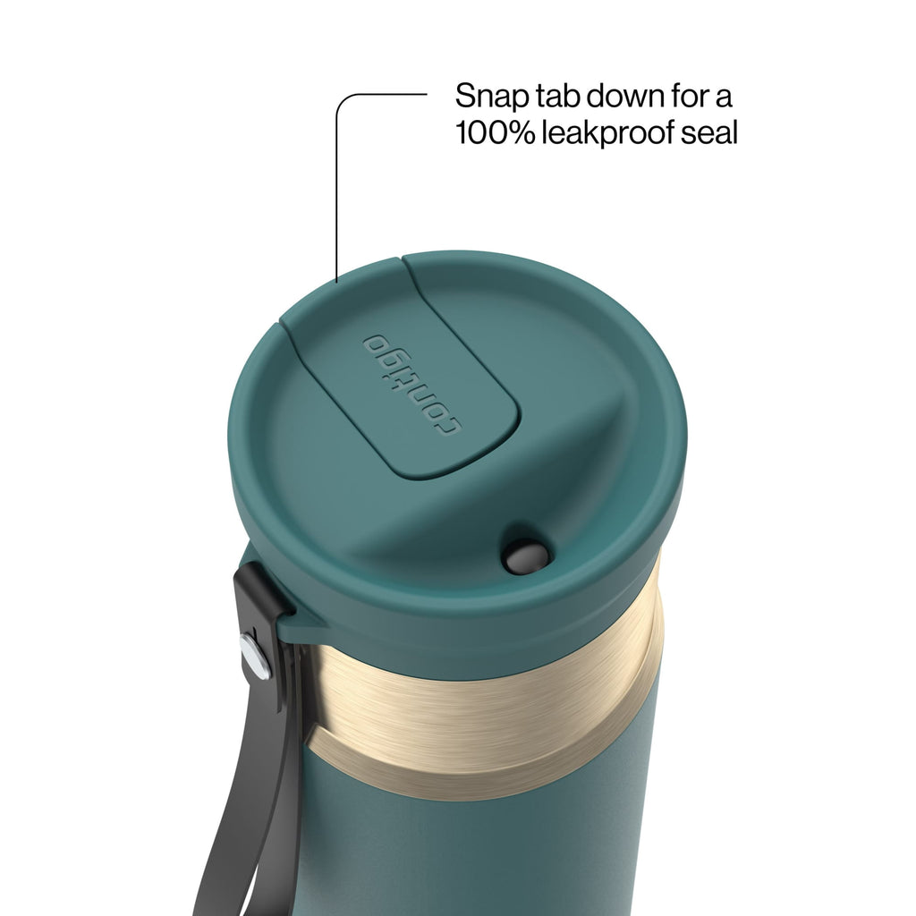 Contigo SnapSeal 16 oz Leakproof Stainless Steel Water Bottle with Carrying Strap A9IT