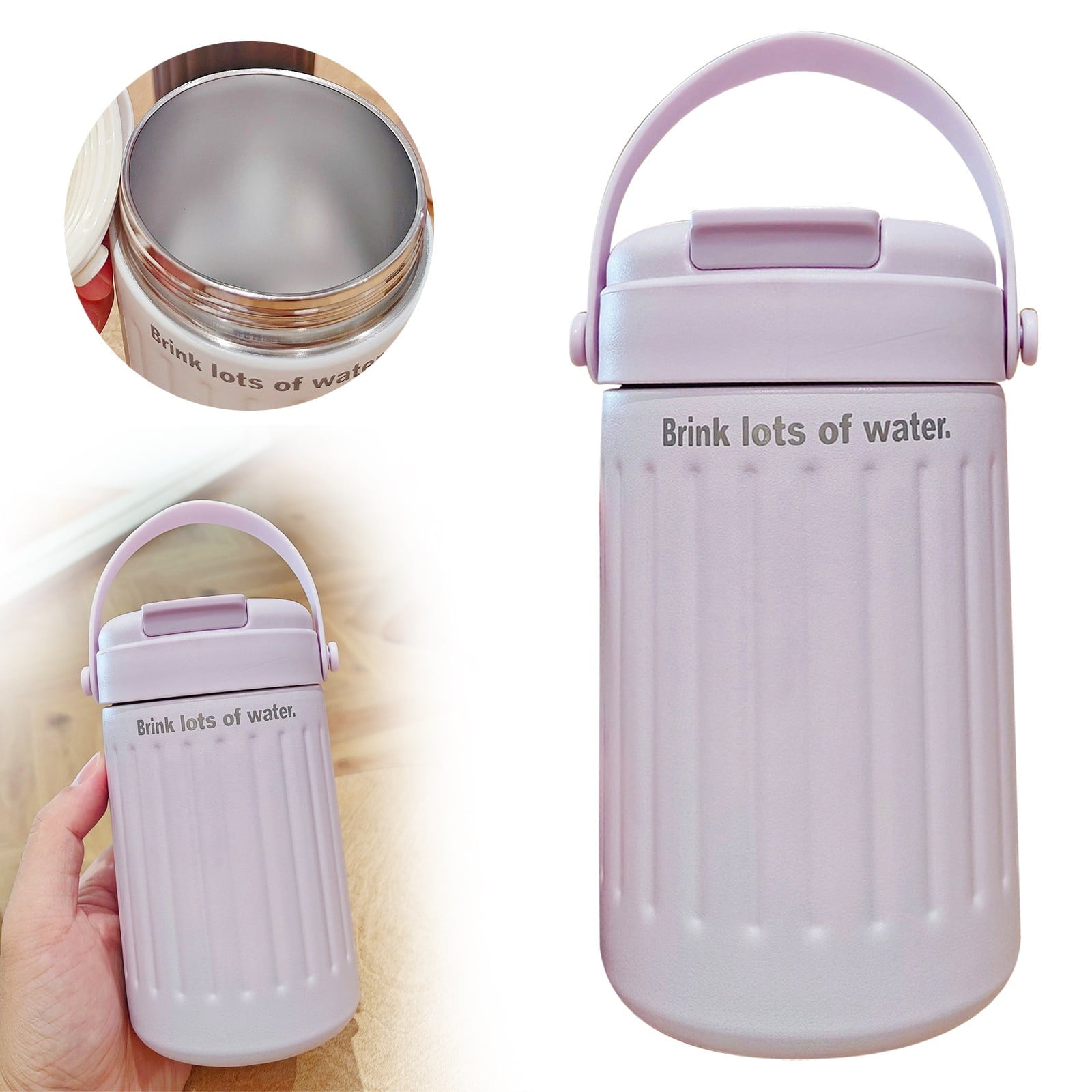 BinKFF Simple Modern Travel Coffee Mug, Insulated Coffee Tumblers with Lid, Double Walled Iced Travel Coffee Mug for Woman and Man Stainless Steel Tumbler with Handle LOF5