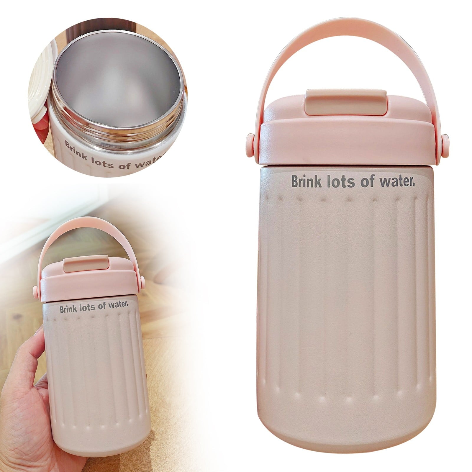 BinKFF Simple Modern Travel Coffee Mug, Insulated Coffee Tumblers with Lid, Double Walled Iced Travel Coffee Mug for Woman and Man Stainless Steel Tumbler with Handle LOF5
