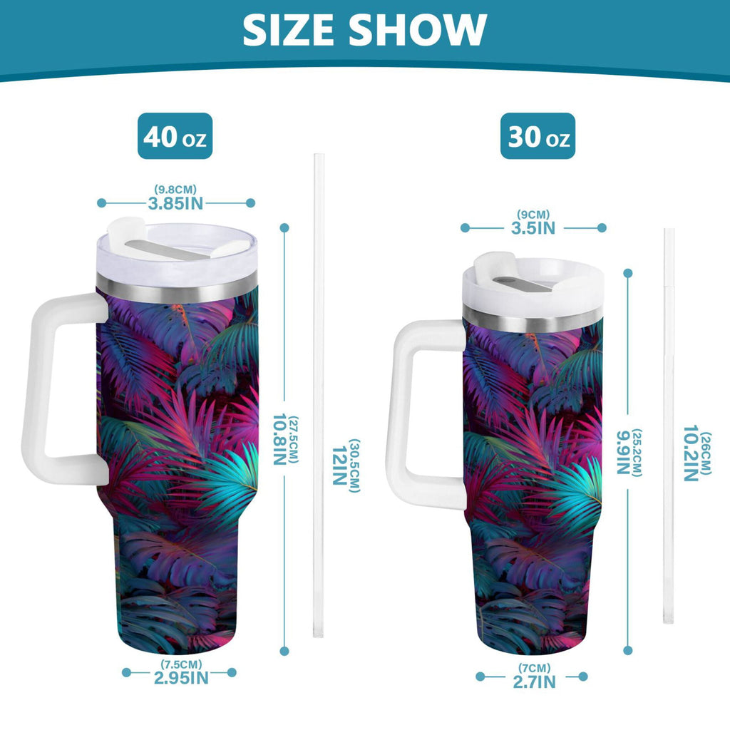 30 oz Insulated Stainless Steel Tumbler Double Wall Stainless Steel Tumbler with 2-Way Drinking Vibrant and Shimmering Jungle P55S