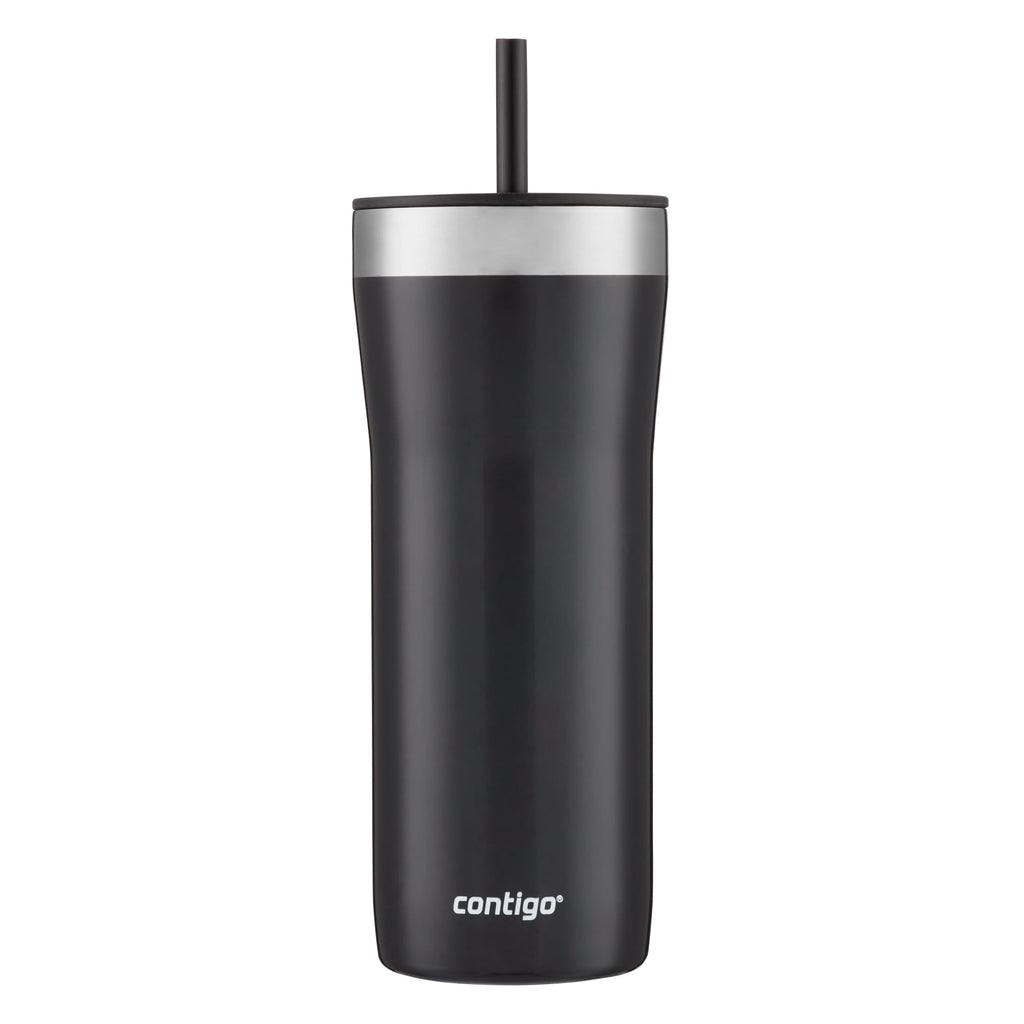Contigo Streeterville Stainless Steel Tumbler with Plastic Straw and Splash-Proof Lid, Licorice, 32 fl. oz OACB