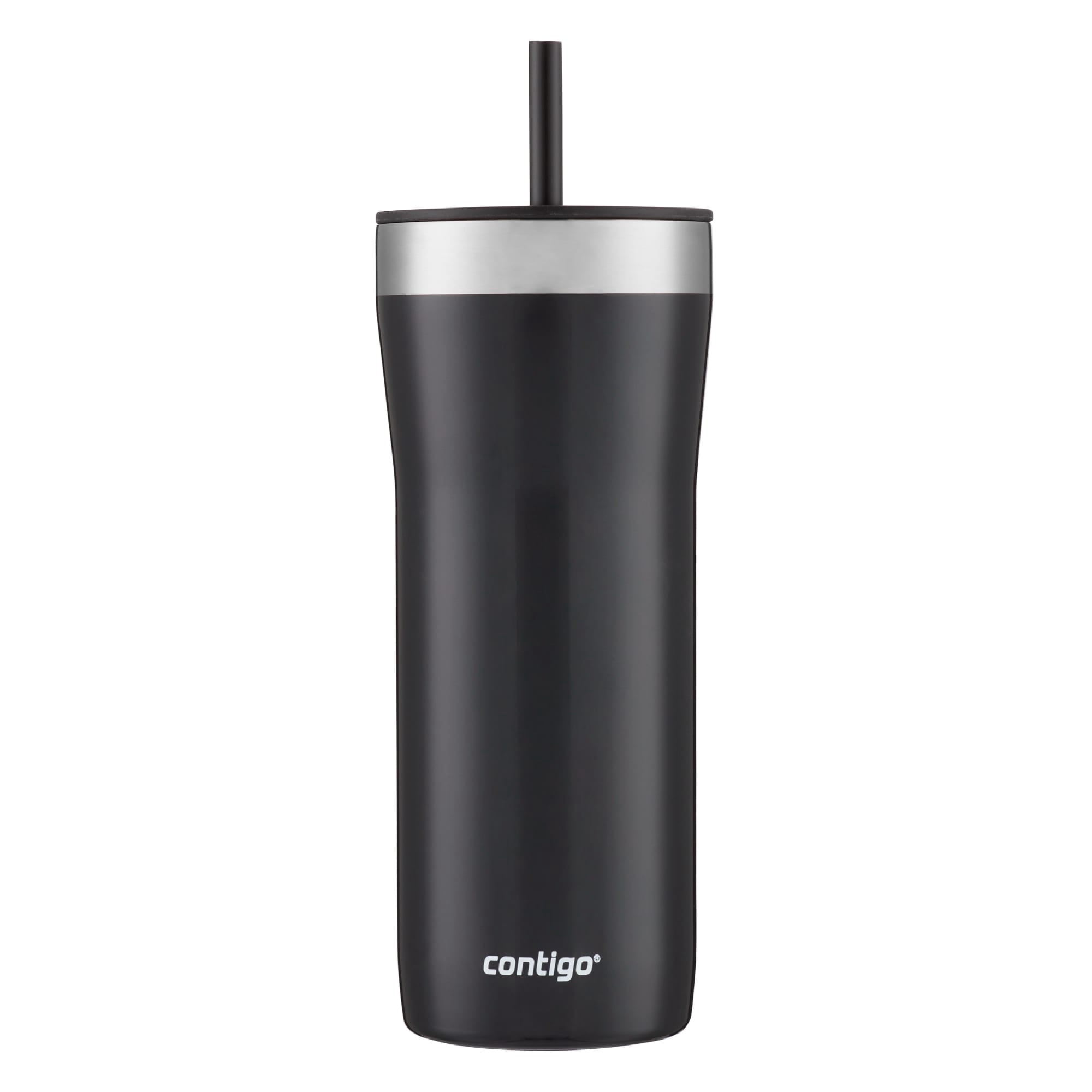 Contigo Streeterville Stainless Steel Tumbler with Plastic Straw and Splash-Proof Lid, Licorice, 32 fl. oz OACB
