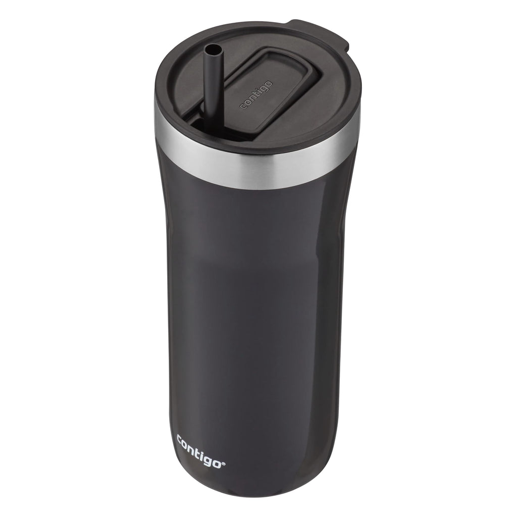 Contigo Streeterville Stainless Steel Tumbler with Plastic Straw and Splash-Proof Lid, Licorice, 32 fl. oz OACB