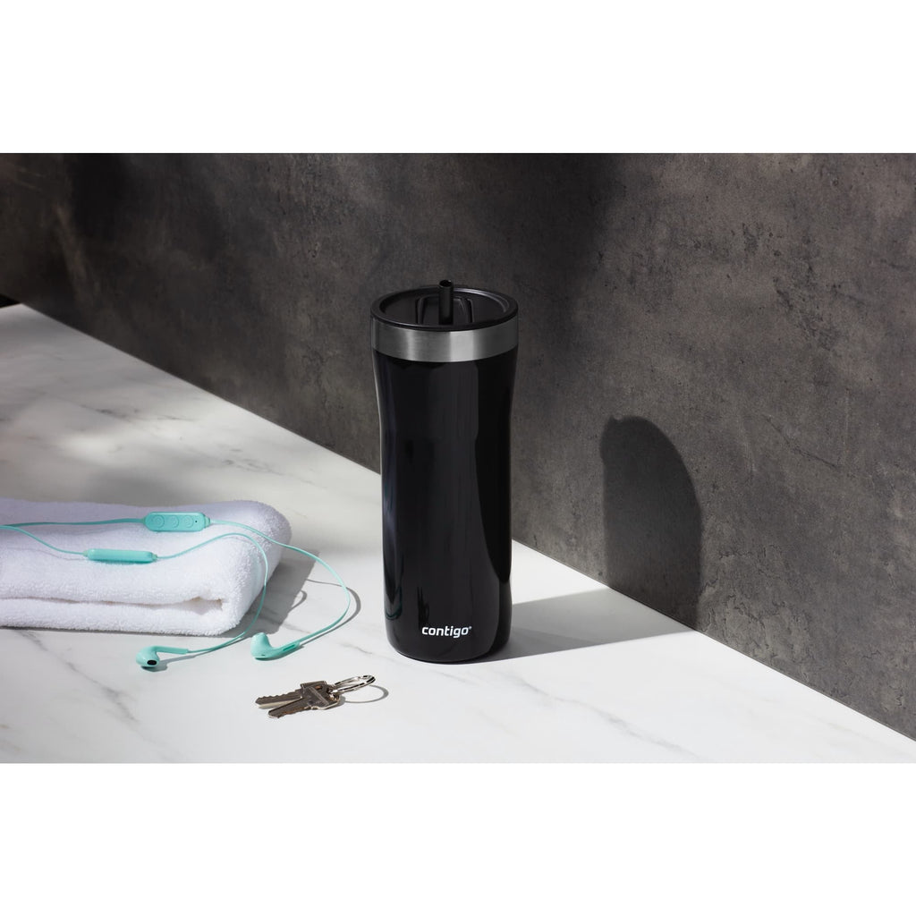 Contigo Streeterville Stainless Steel Tumbler with Plastic Straw and Splash-Proof Lid, Licorice, 32 fl. oz OACB