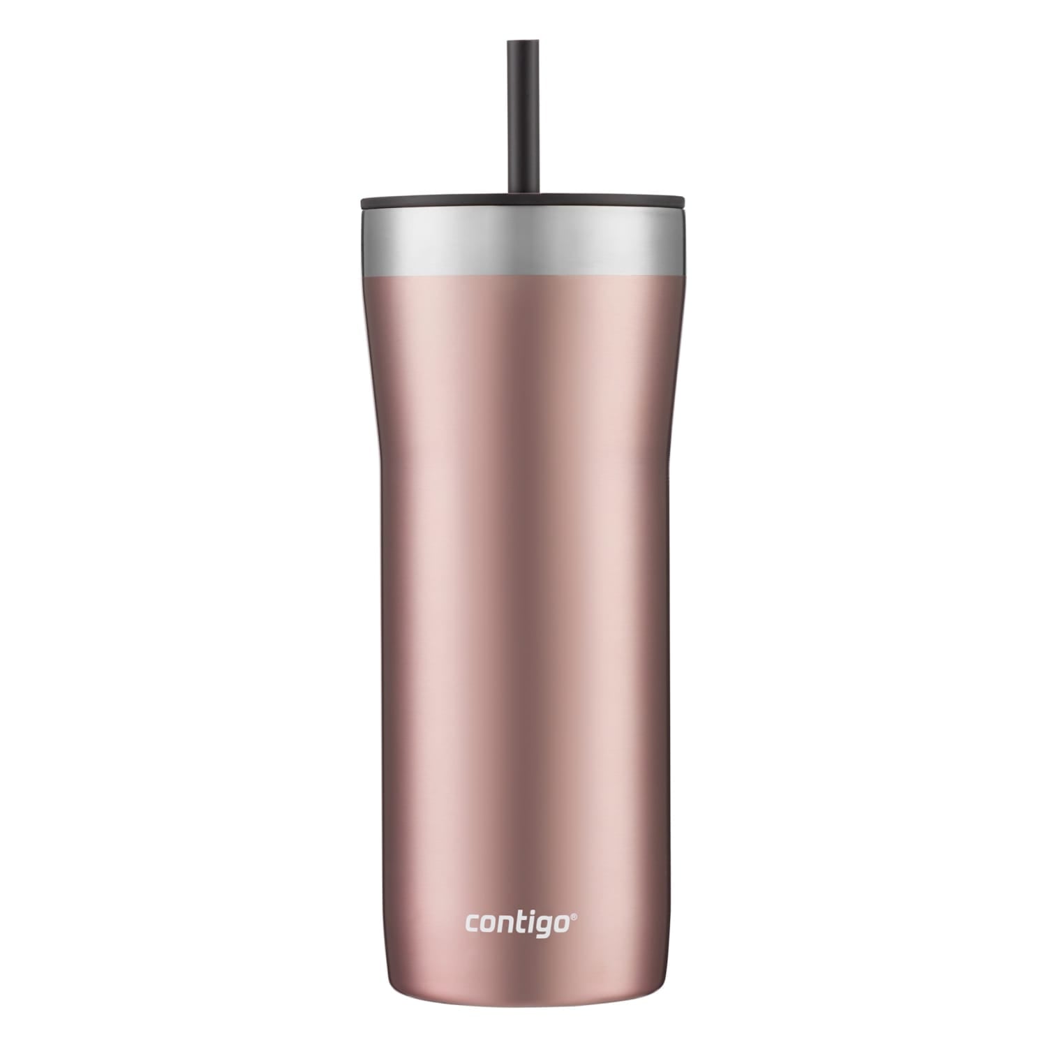 Contigo Streeterville Stainless Steel Tumbler with Plastic Straw and Splash-Proof Lid, Licorice, 32 fl. oz OACB