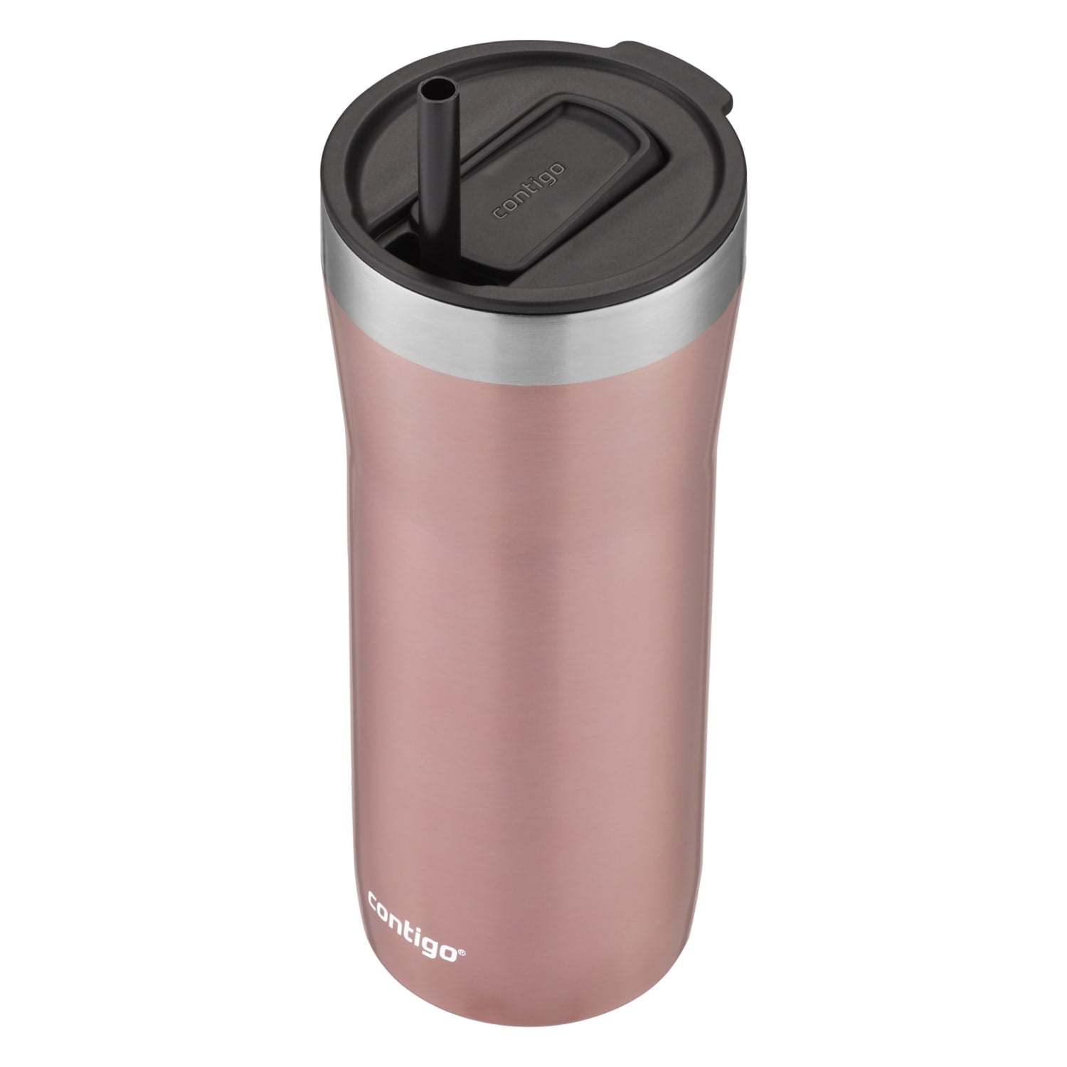 Contigo Streeterville Stainless Steel Tumbler with Plastic Straw and Splash-Proof Lid, Licorice, 32 fl. oz OACB