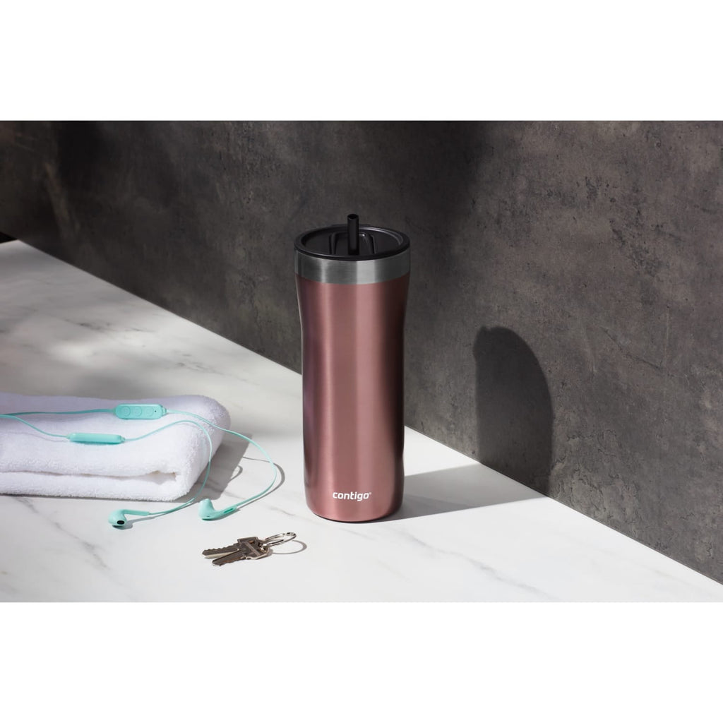 Contigo Streeterville Stainless Steel Tumbler with Plastic Straw and Splash-Proof Lid, Licorice, 32 fl. oz OACB