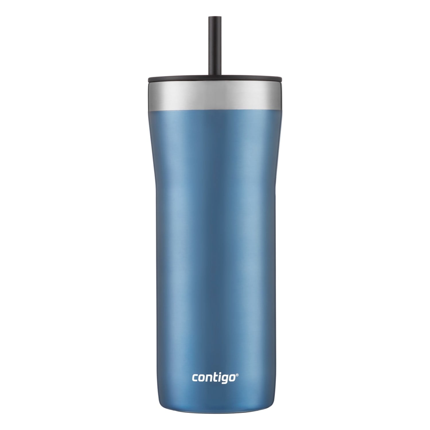 Contigo Streeterville Stainless Steel Tumbler with Plastic Straw and Splash-Proof Lid, Licorice, 32 fl. oz OACB