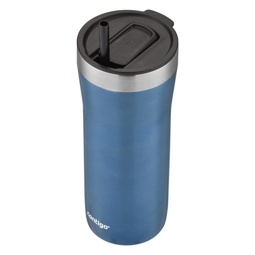 Contigo Streeterville Stainless Steel Tumbler with Plastic Straw and Splash-Proof Lid, Licorice, 32 fl. oz OACB