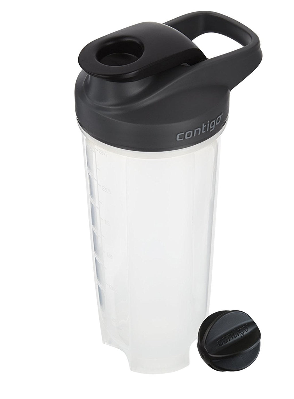 Contigo Shake &amp; Go Fit 28 oz Black and Clear Shaker Bottle with Flip-Top and Wide Mouth Lid 7MNS