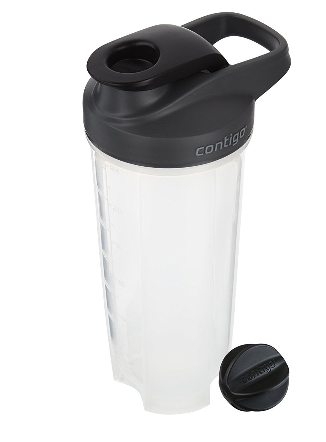 Contigo Shake &amp; Go Fit 28 oz Black and Clear Shaker Bottle with Flip-Top and Wide Mouth Lid 7MNS