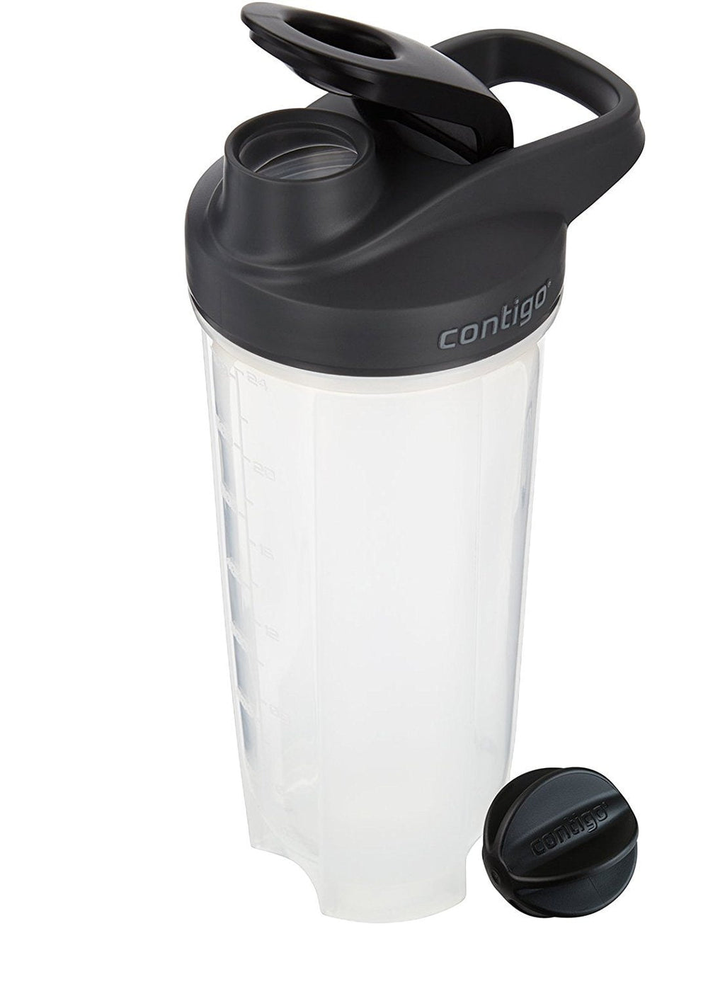 Contigo Shake &amp; Go Fit 28 oz Black and Clear Shaker Bottle with Flip-Top and Wide Mouth Lid 7MNS