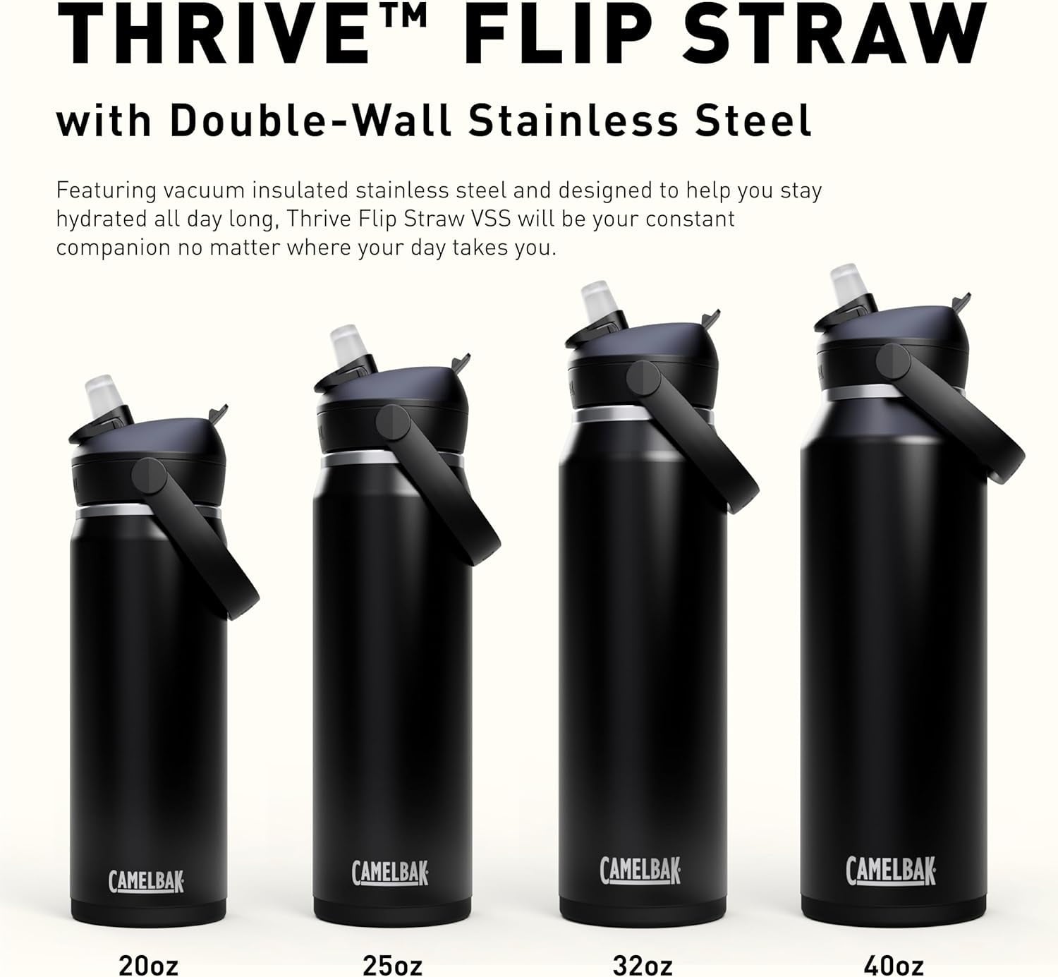 CamelBak Thrive™ Flip Straw Insulated Stainless Steel Water Bottle, 20oz, Moss H94D