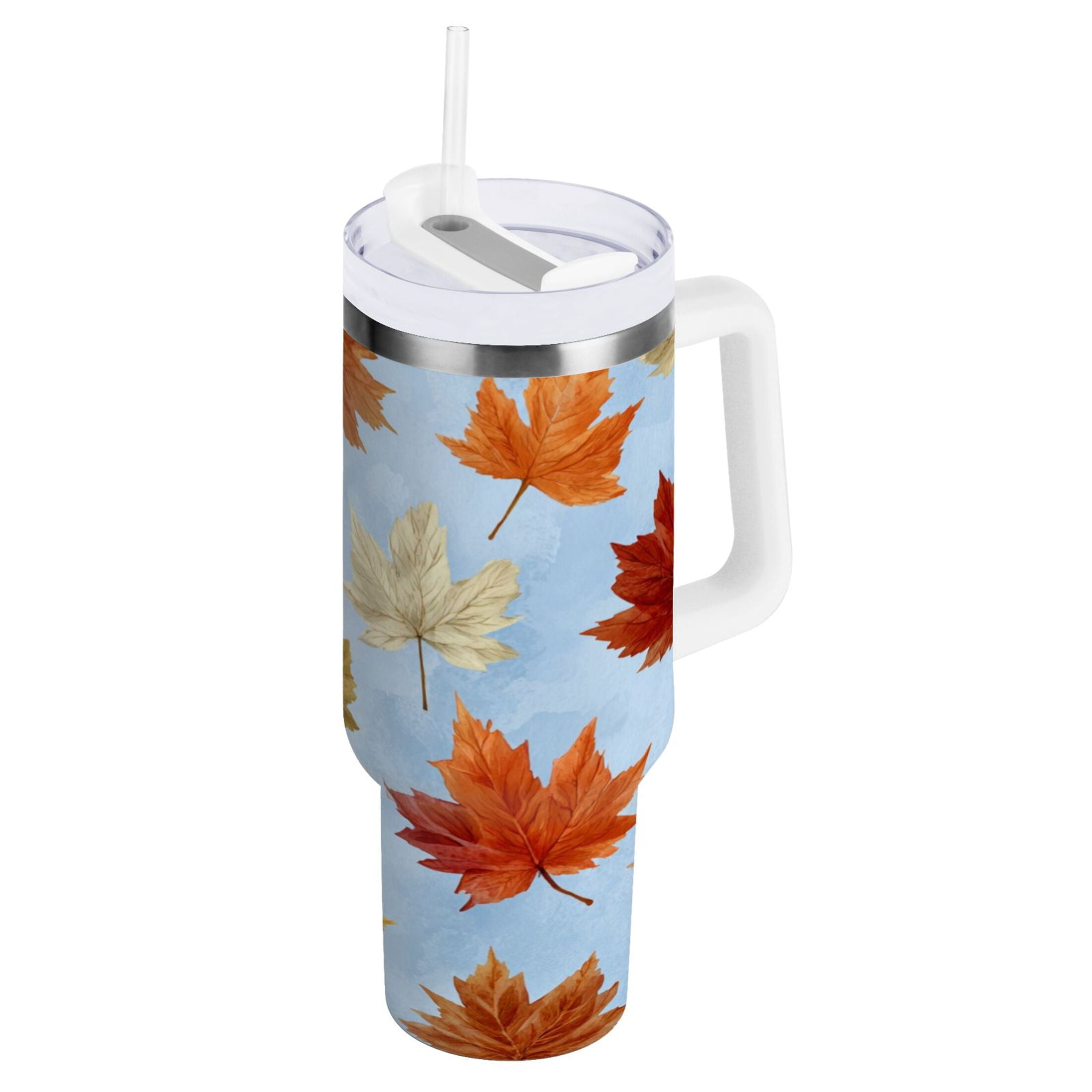 30 oz Insulated Stainless Steel Tumbler Double Wall Stainless Steel Tumbler with 2-Way Drinking Autumn Maple Leaves 0T6P