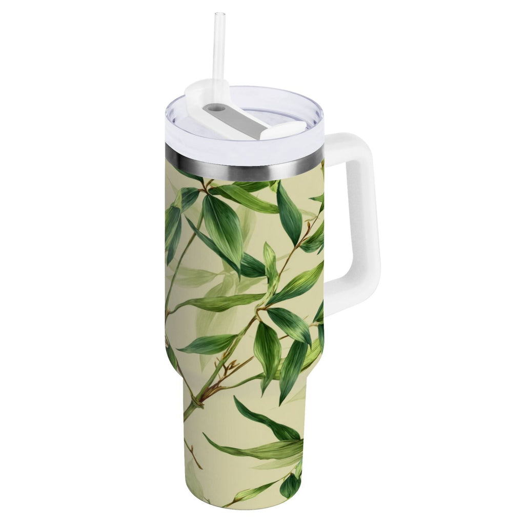 30 oz Insulated Stainless Steel Tumbler Double Wall Stainless Steel Tumbler with 2-Way Drinking Bamboo Pattern KC0H