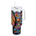 30 oz Insulated Stainless Steel Tumbler Double Wall Stainless Steel Tumbler with 2-Way Drinking Beautiful Abstract Tree Painting 79GQ