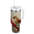 30 oz Insulated Stainless Steel Tumbler Double Wall Stainless Steel Tumbler with 2-Way Drinking Bird and Snow-covered Trees RG9C
