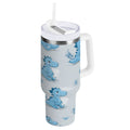 30 oz Insulated Stainless Steel Tumbler Double Wall Stainless Steel Tumbler with 2-Way Drinking Cartoon Blue Dinosaurs FNMJ