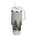 30 oz Insulated Stainless Steel Tumbler Double Wall Stainless Steel Tumbler with 2-Way Drinking Christmas Deer and Snowmen AECN