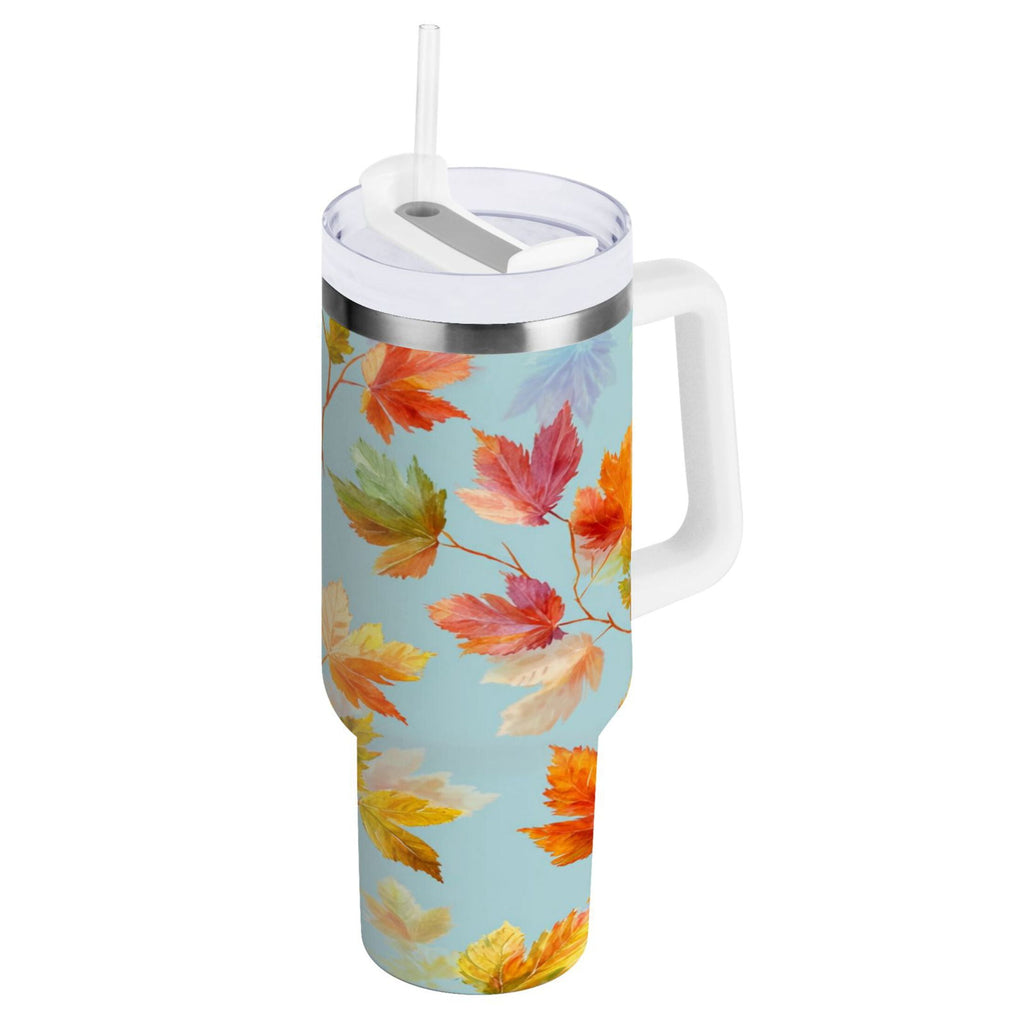 30 oz Insulated Stainless Steel Tumbler Double Wall Stainless Steel Tumbler with 2-Way Drinking Colorful Autumn Maple Leaves OEY1