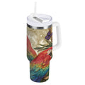 30 oz Insulated Stainless Steel Tumbler Double Wall Stainless Steel Tumbler with 2-Way Drinking Colorful Beautiful Parrots TFBZ