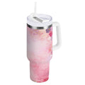 30 oz Insulated Stainless Steel Tumbler Double Wall Stainless Steel Tumbler with 2-Way Drinking Colorful Pastel Floral Pattern R0CV