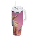 30 oz Insulated Stainless Steel Tumbler Double Wall Stainless Steel Tumbler with 2-Way Drinking Cow Wearing Christmas DVB9