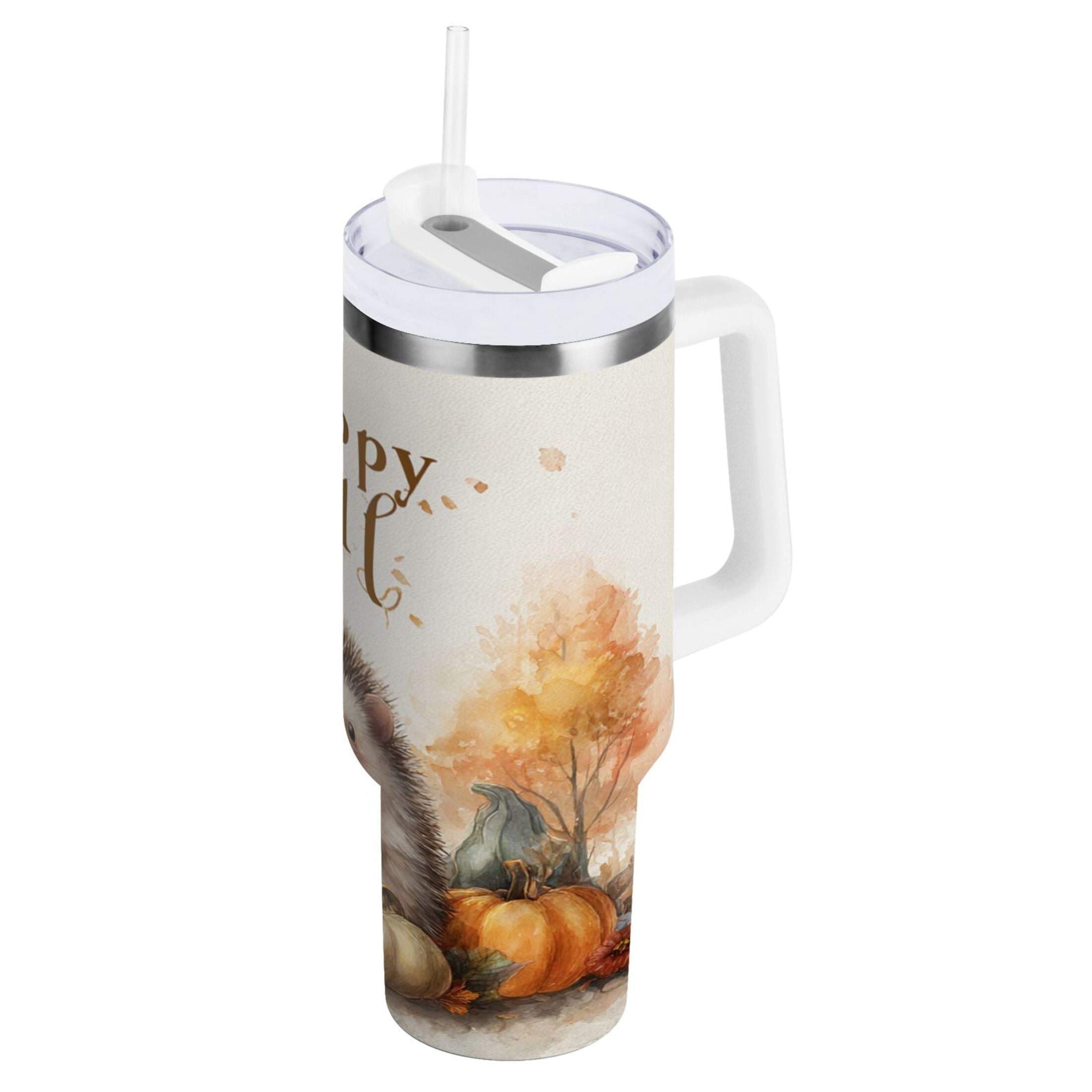 30 oz Insulated Stainless Steel Tumbler Double Wall Stainless Steel Tumbler with 2-Way Drinking Cute Little Hedgehog 9LFP
