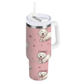 30 oz Insulated Stainless Steel Tumbler Double Wall Stainless Steel Tumbler with 2-Way Drinking Dogs Wearing Bows 9QI6