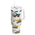 30 oz Insulated Stainless Steel Tumbler Double Wall Stainless Steel Tumbler with 2-Way Drinking Engineering Vehicle Pattern Q6S6