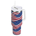 30 oz Insulated Stainless Steel Tumbler Double Wall Stainless Steel Tumbler with 2-Way Drinking Flags Wave Pattern F7EY