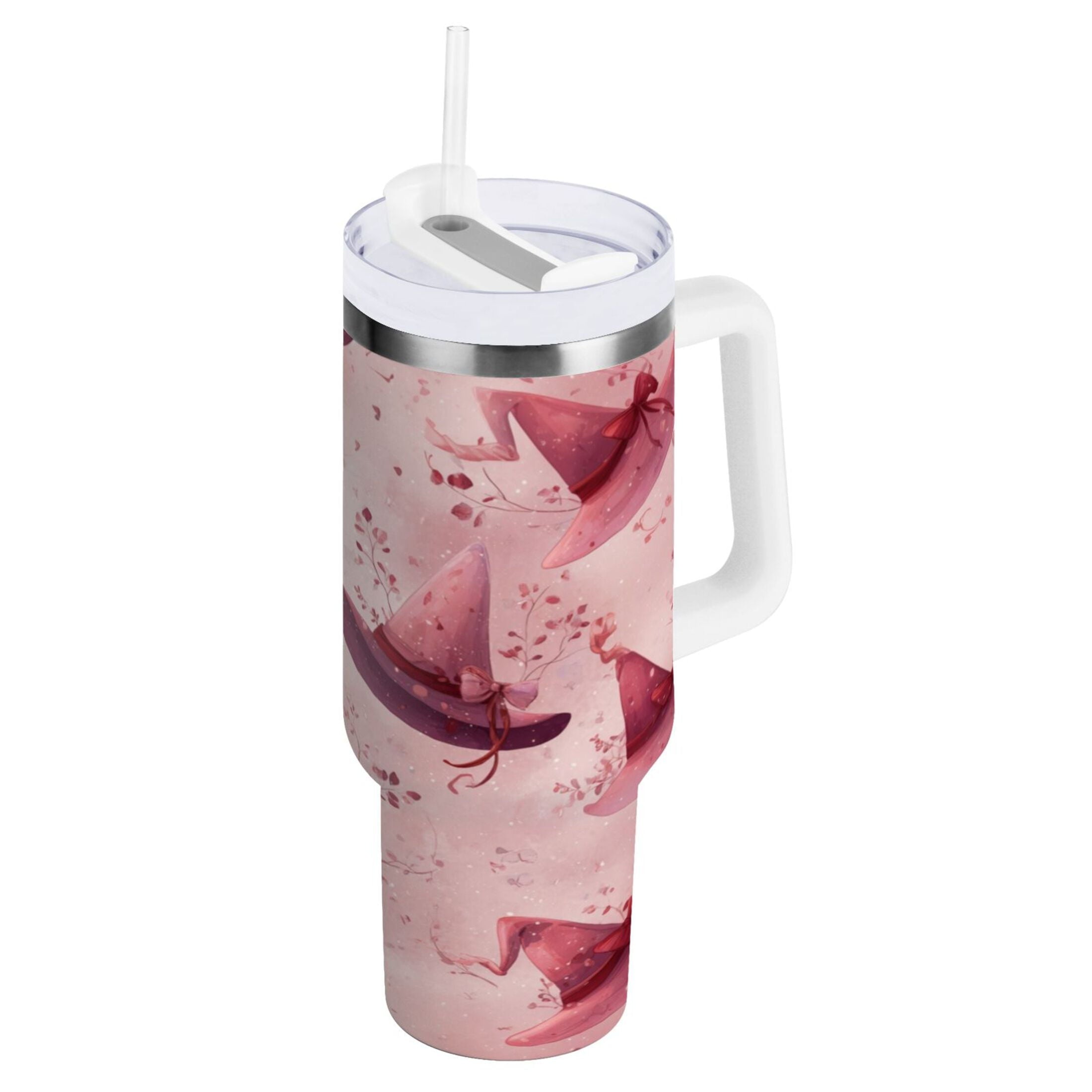 30 oz Insulated Stainless Steel Tumbler Double Wall Stainless Steel Tumbler with 2-Way Drinking Hats with Delicate Bows M2L6