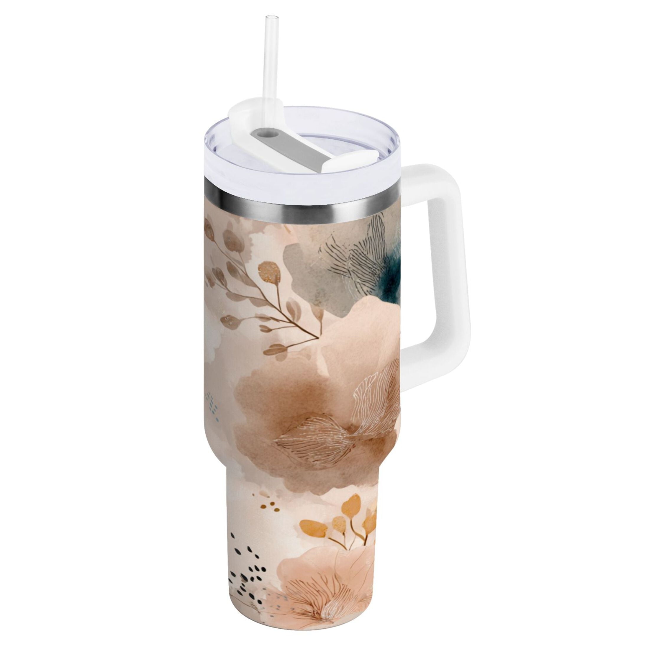 30 oz Insulated Stainless Steel Tumbler Double Wall Stainless Steel Tumbler with 2-Way Drinking Hazy Ethereal Flowers XUQJ