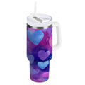 30 oz Insulated Stainless Steel Tumbler Double Wall Stainless Steel Tumbler with 2-Way Drinking Indigo and Violet Hearts 8KLX