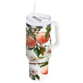30 oz Insulated Stainless Steel Tumbler Double Wall Stainless Steel Tumbler with 2-Way Drinking Peach Fruit Pattern C5AO