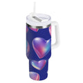 30 oz Insulated Stainless Steel Tumbler Double Wall Stainless Steel Tumbler with 2-Way Drinking Pink-purple Hearts LE3P